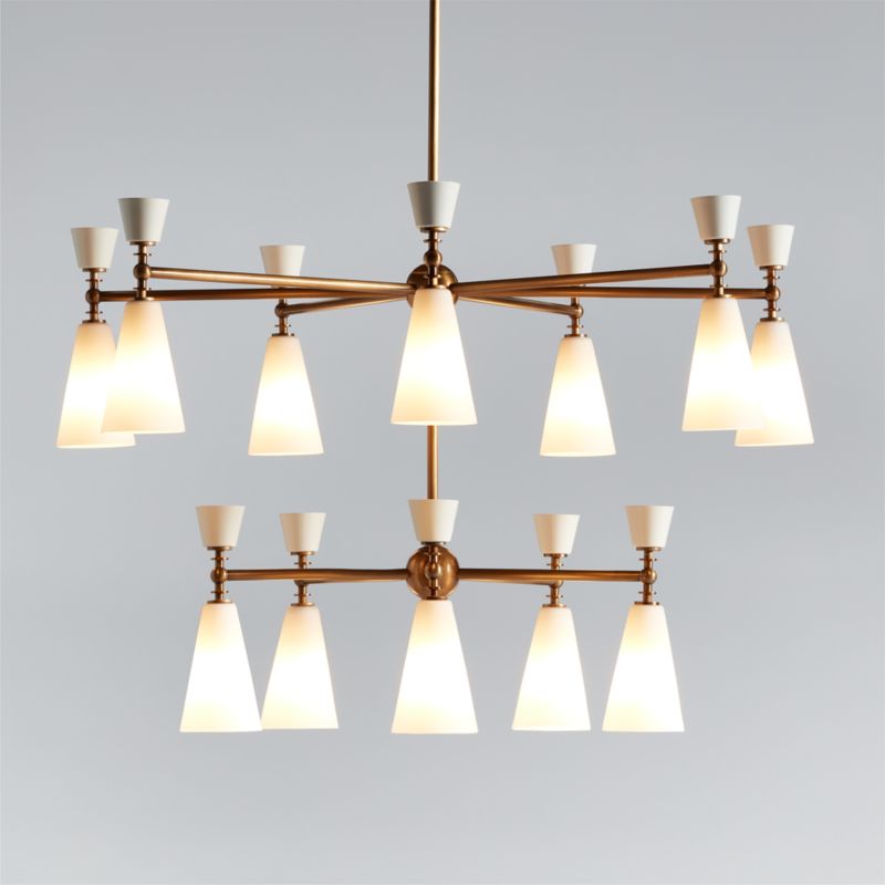 Saintes Oversized Two-Tiered Brass Mid-Century Chandelier Light - image 0 of 11