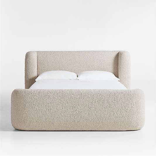 Salone Curved Light Grey Upholstered Bed