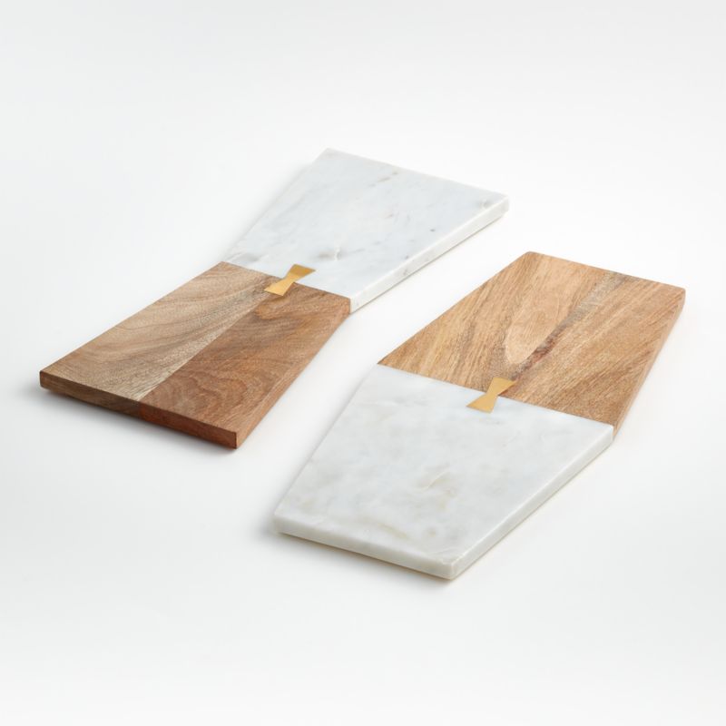 Salvia Wide Nesting Marble and Wood Cheese Board