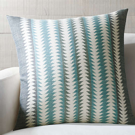 Samao 23" Blue Striped Pillow with Feather Insert