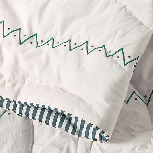 Cozy Cloud Slate Blue Washed Organic Cotton Kids Duvet Cover