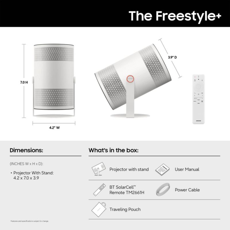 Samsung 30 - 100 The Freestyle+ Portable AI Projector - image 4 of 10