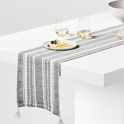 View Sana Striped Cotton Gauze Table Runner 90" details