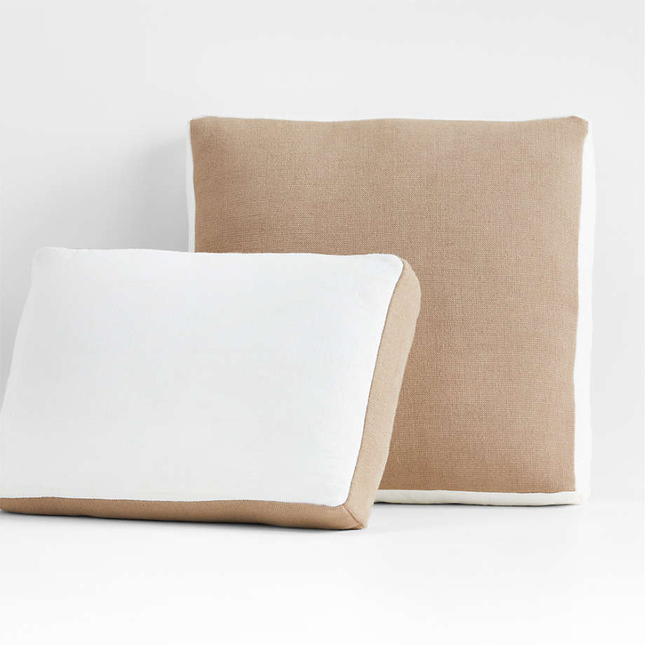 Sand Brown & White 20"x13" Outdoor Lumbar Throw Pillow
