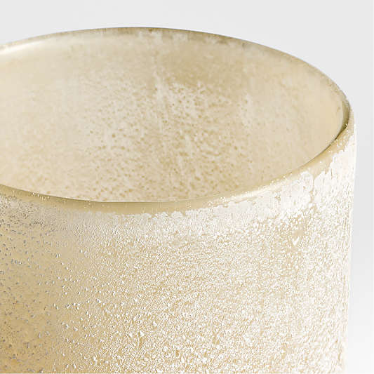 Warm Ivory Sandblasted Small Hurricane Candle Holder 11"