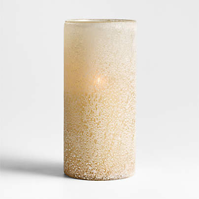 Warm Ivory Sandblasted Large Hurricane Candle Holder 15"