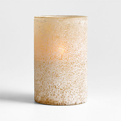 View Warm Ivory Sandblasted Small Hurricane Candle Holder 11" details