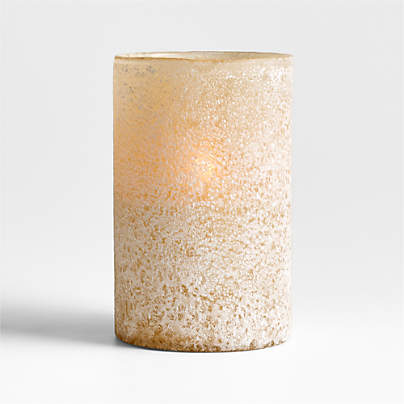 Warm Ivory Sandblasted Small Hurricane Candle Holder 11"