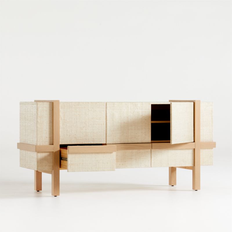 Sands Grasscloth Storage Media Console