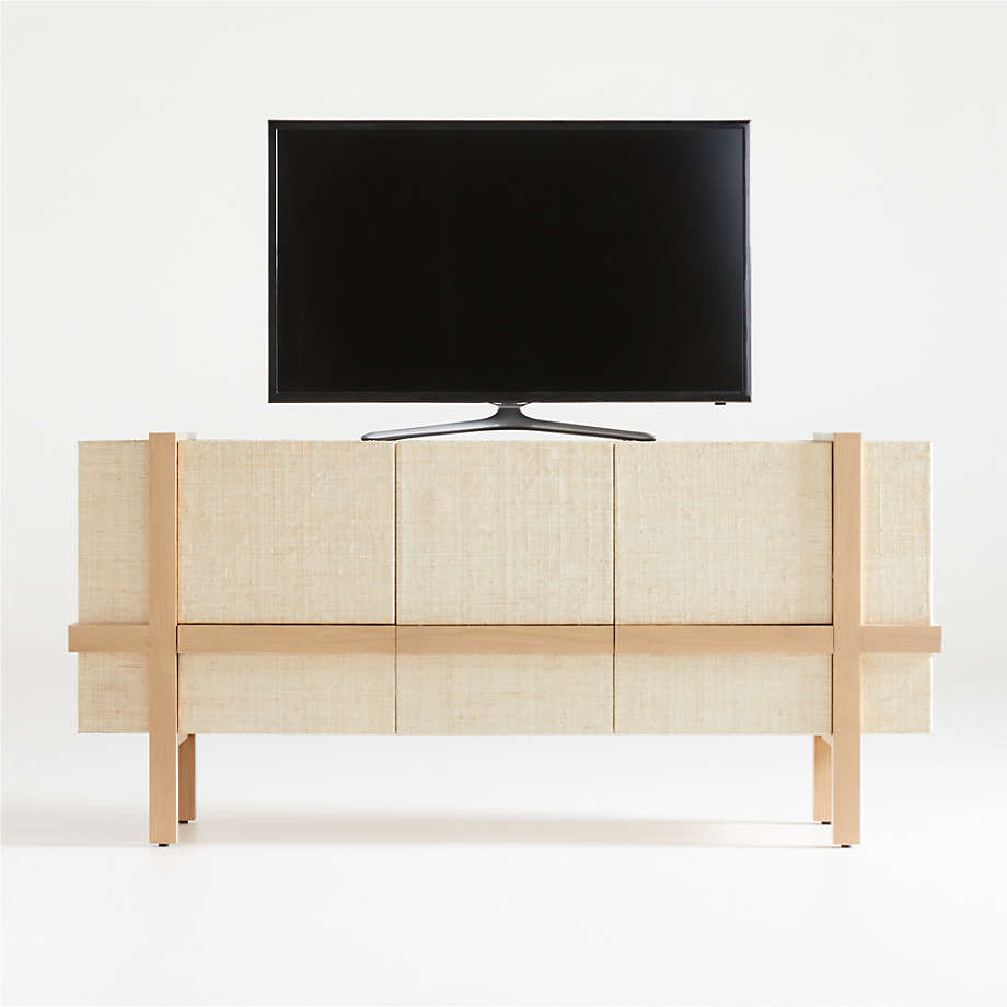 Sands Grasscloth Media Console/TV Stand with Storage | Crate & Barrel ...