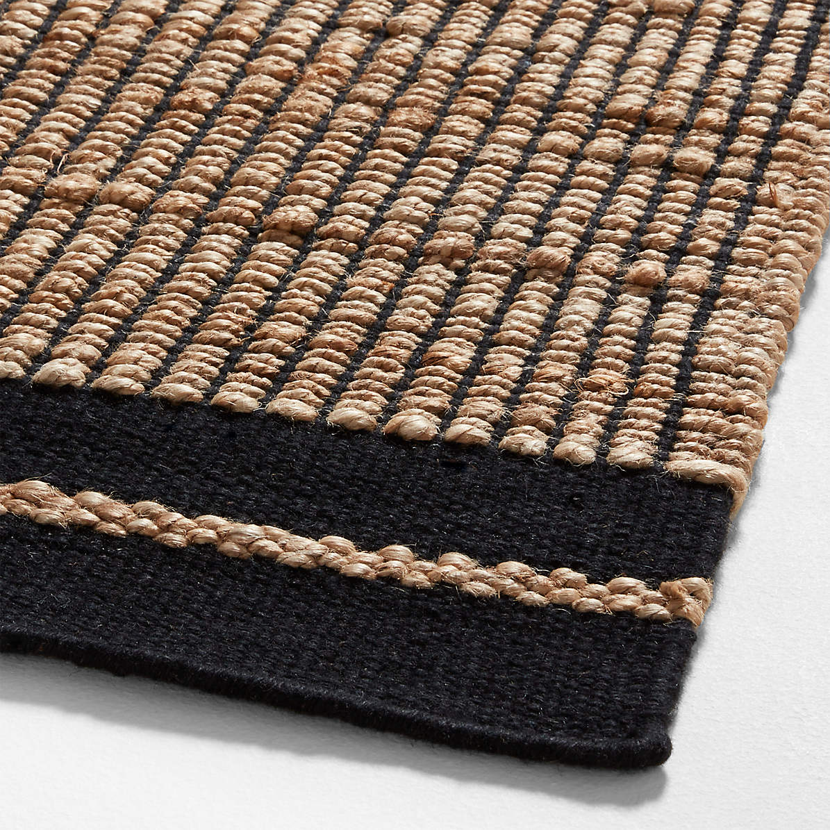 Santa Cruz Jute Wool Blend Black Border Rug Swatch 12