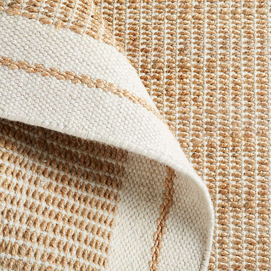 Santa Cruz Jute/Wool Blend Handwoven Cream Border Rug Swatch 12"x18"