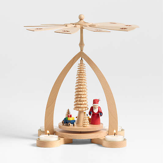 Santa with Gifts Pyramid Holiday Tealight Candle Holder