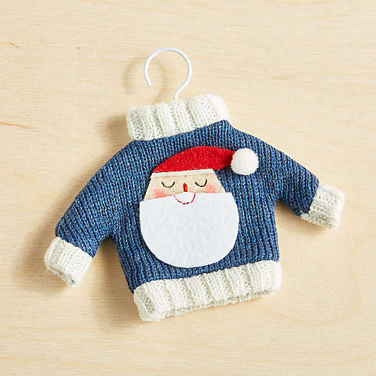 Santa Blue Sweater Ornament