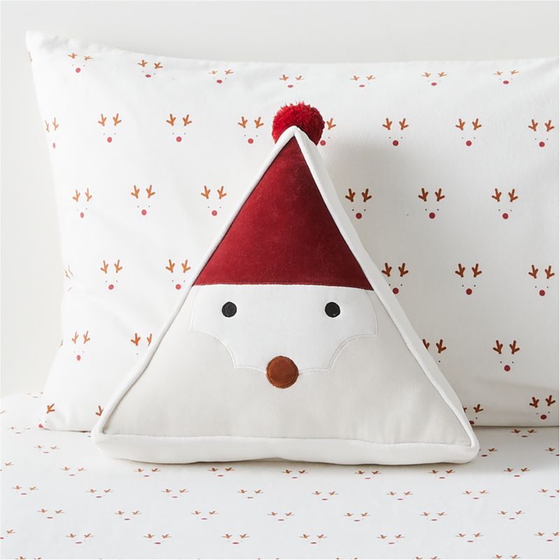 Santa Claus Triangle Velvet Kids Christmas Throw Pillow