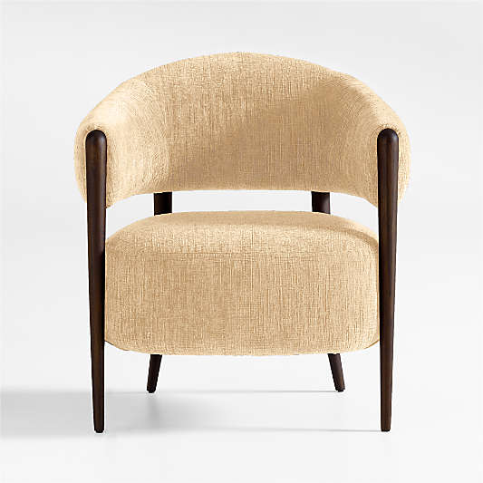 Santi Wood Accent Chair with Ottoman