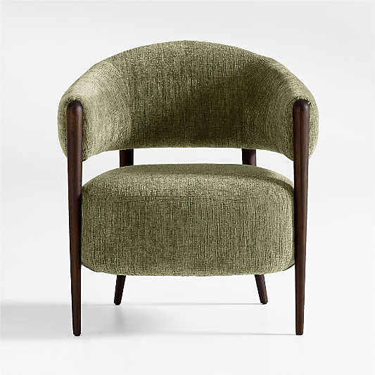 Santi Wood Accent Chair with Ottoman