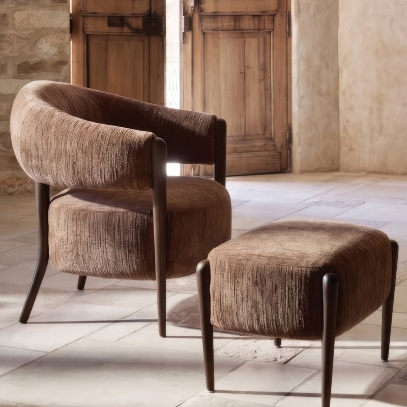 Santi Wood Accent Chair with Ottoman - image 12 of 13