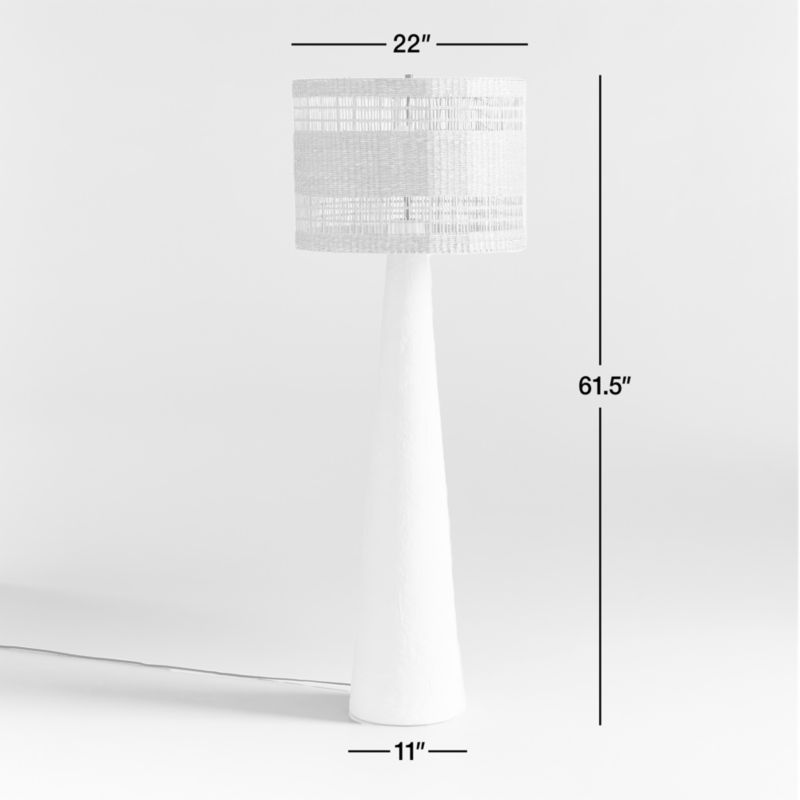 Santorini White Plaster Floor Lamp with Woven Shade