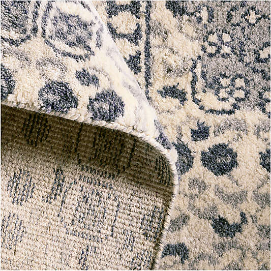 Sardinia Wool Performance Blend Traditional Blue Handknotted Rug Swatch 12"x18"