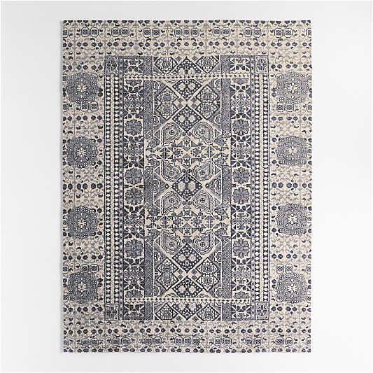 Sardinia Wool Performance Blend Traditional Blue Handknotted Area Rug