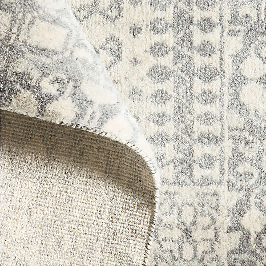 Sardinia Wool Performance Blend Traditional Grey Handknotted Rug Swatch 12"x18"