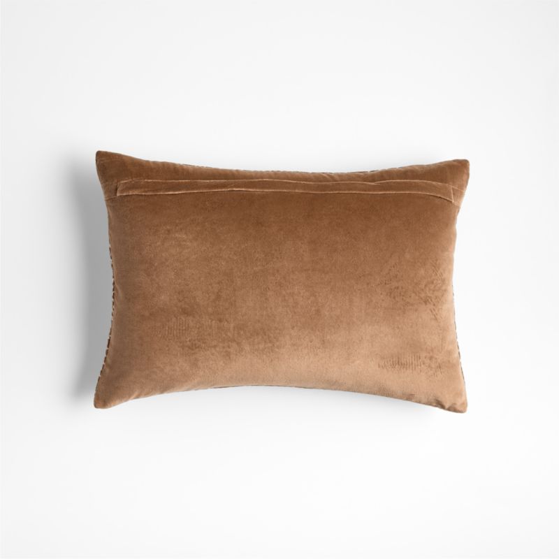 Sashiko Organic Cotton Velvet 22"x15" Camel Tan Throw Pillow with Feather Insert - image 3 of 8