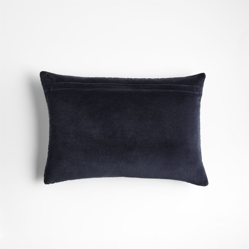 Sashiko Organic Cotton Velvet 22"x15" Deep Indigo Blue Throw Pillow with Down-Alternative Insert - image 3 of 8