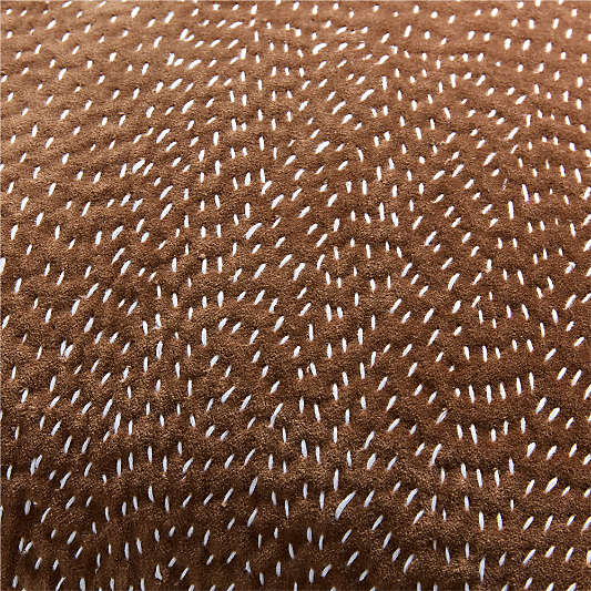 Sashiko Organic Cotton Velvet 20"x20" Chocolate Brown Throw Pillow
