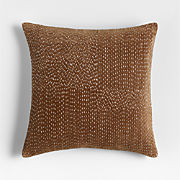 Sashiko Organic Cotton Velvet 20"x20" Deep Indigo Throw Pillow Cover