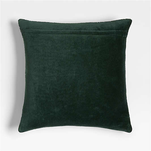 Sashiko Organic Cotton Velvet 20"x20" Spruce Green Throw Pillow Cover