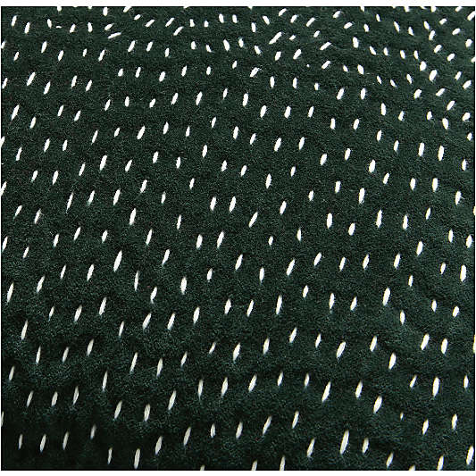Sashiko Organic Cotton Velvet 20"x20" Spruce Green Throw Pillow