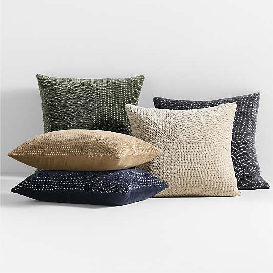 Sashiko Organic Cotton Velvet Throw Pillows