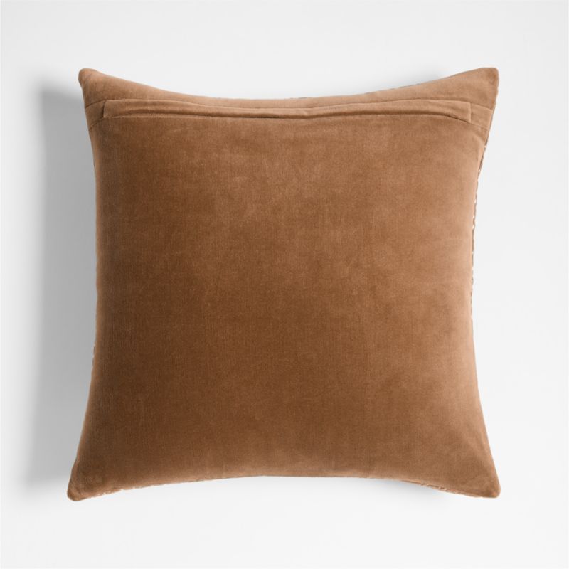 Sashiko Organic Cotton Velvet 20"x20" Camel Tan Throw Pillow with Down-Alternative Insert - image 2 of 4