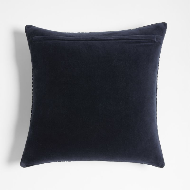 Sashiko Organic Cotton Velvet 20"x20" Deep Indigo Throw Pillow with Down-Alternative Insert - image 2 of 4