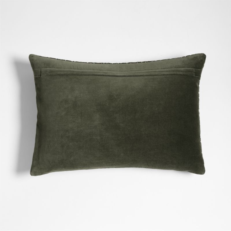 Sashiko Organic Cotton Velvet 22"x15" Burnt Green Throw Pillow Cover - image 2 of 4