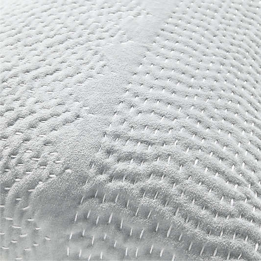 Sashiko Organic Cotton Velvet 22"x15" Mist Blue Throw Pillow with Down-Alternative Insert