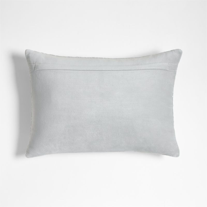 Sashiko Organic Cotton Velvet 22x15 Mist Blue Throw Pillow with Feather Insert