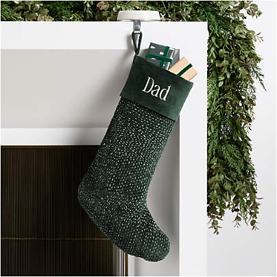 Sashiko Green Velvet Christmas Stocking