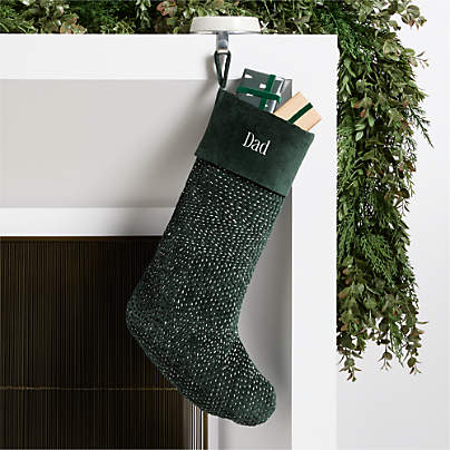 Sashiko Green Velvet Christmas Stocking