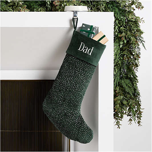 Sashiko Green Velvet Christmas Stocking