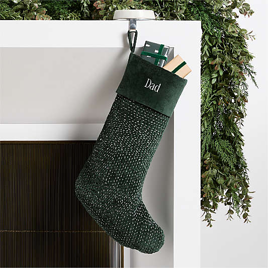 Sashiko Green Velvet Christmas Stocking