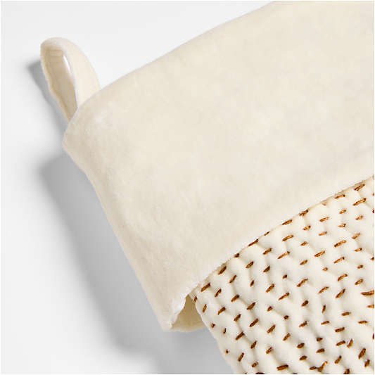 Sashiko Ivory Velvet Christmas Stocking