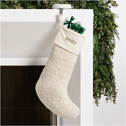 Sashiko Ivory Velvet Christmas Stocking