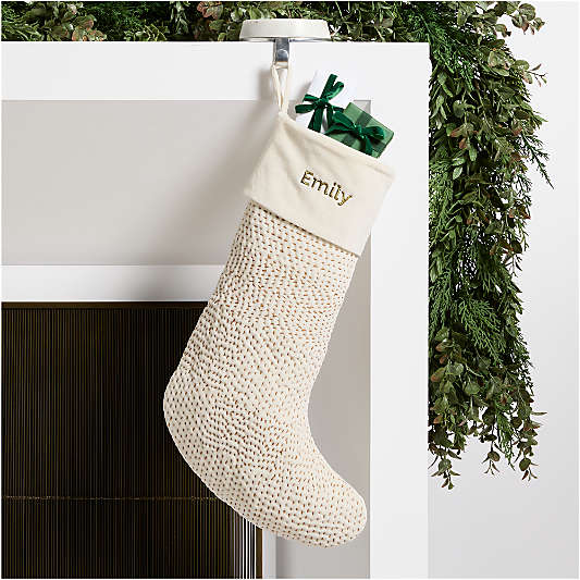 Sashiko Ivory Velvet Christmas Stocking