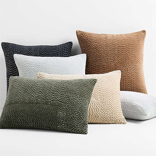 Sashiko Organic Cotton Velvet Throw Pillows