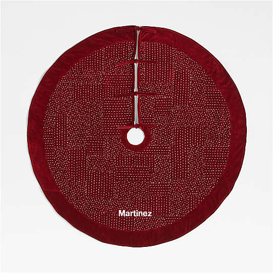 Sashiko Red Velvet Christmas Tree Skirt
