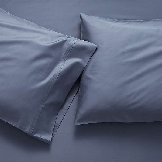 400 Thread Count Sateen Indigo Pillow Cases King, Set of 2