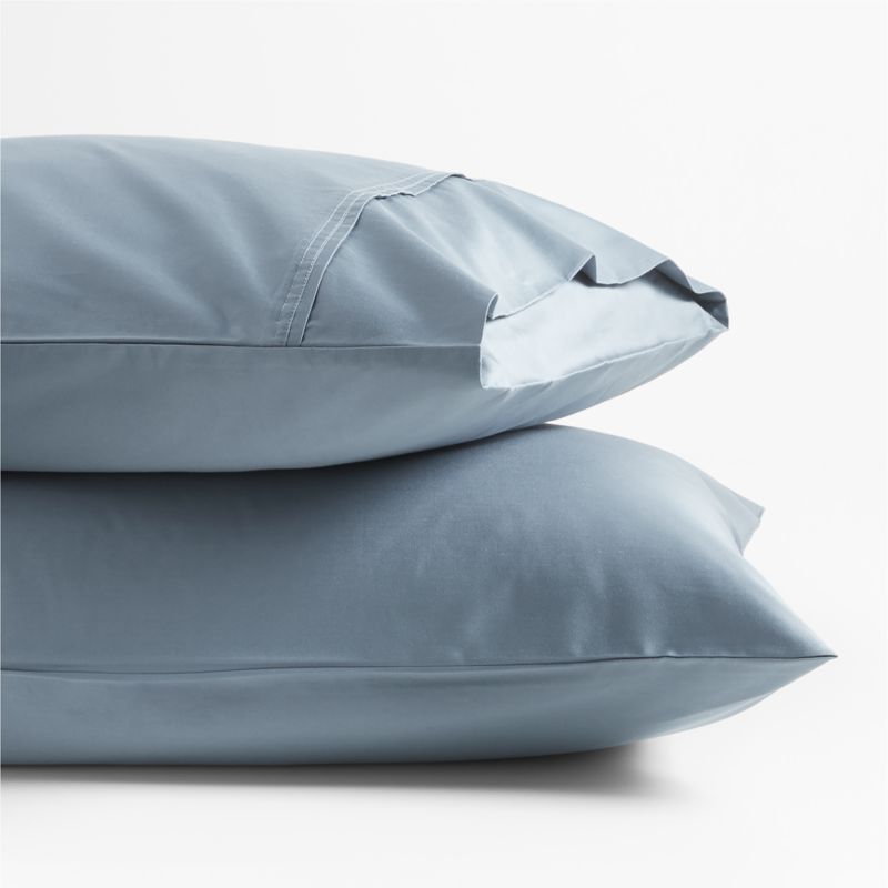 Viewing product image Favorite Organic Cotton Sateen Blue Standard Pillowcases, Set of 2 - image 1 of 1