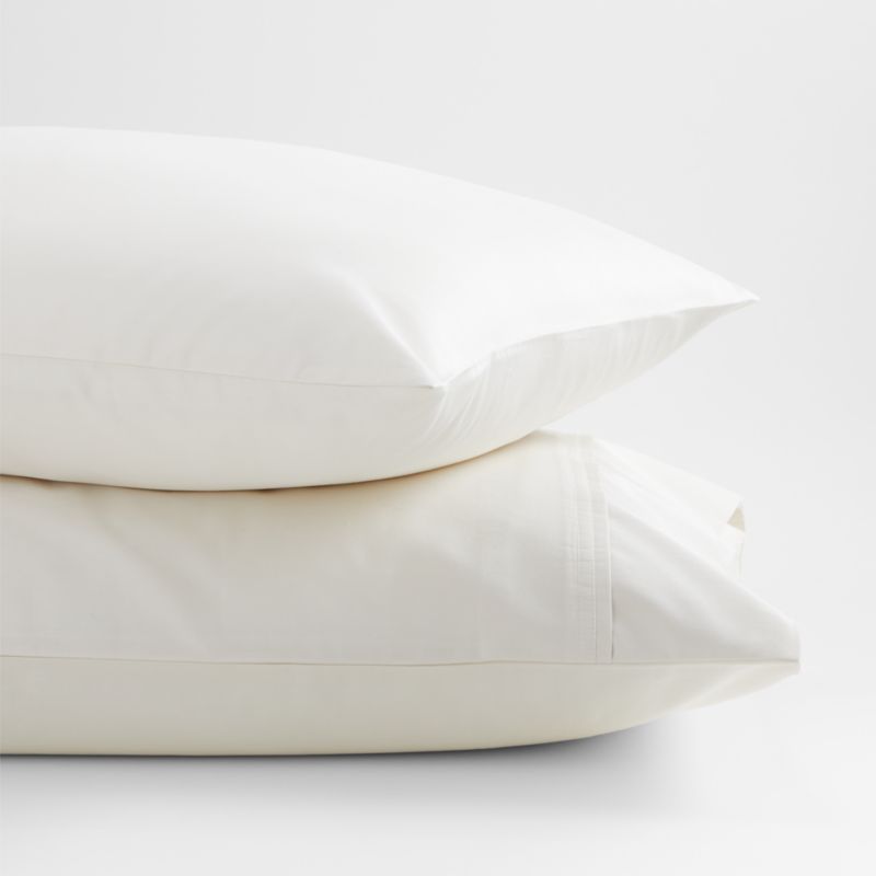 Organic 400 Thread Count Sateen Ivory Pillow Cases King, Set of 2